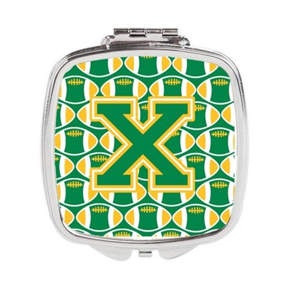 Carolines Treasures Letter x Football Green and Gold Compact Mirror CJ1069-XSCM